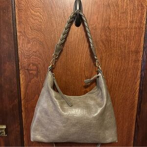 Joy Susan Taupe Slouchy Hobo Bag with Braided Handle